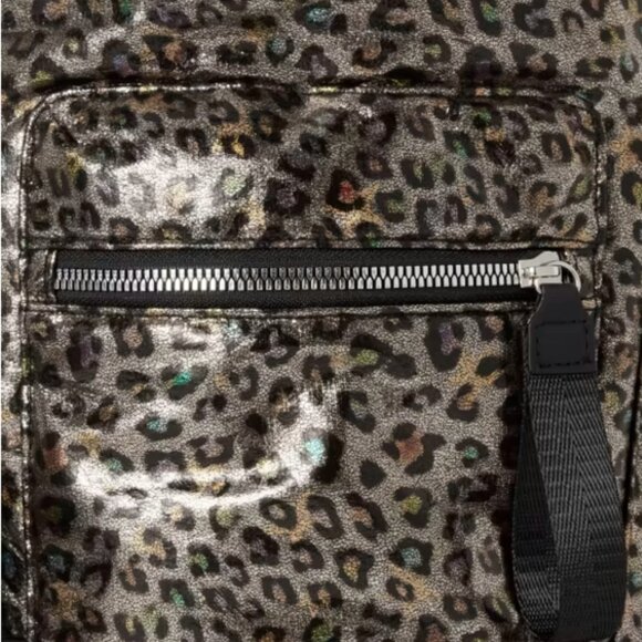 NEW Leopard print backpack shiny shimmer, bookbag, weekender, dance, cheer tween - Picture 2 of 4